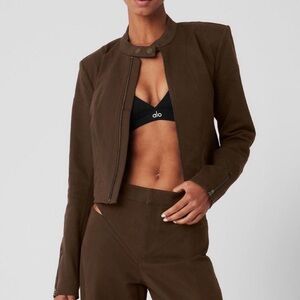 ALO Yoga Dark Brown Bomber Jacket